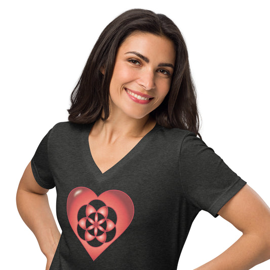 Cherish Heart Women’s Relaxed V-Neck T-Shirt